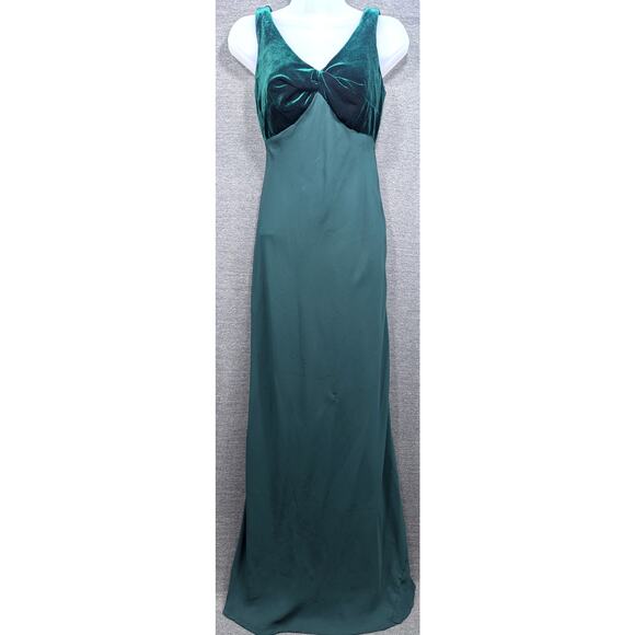 VINTAGE Dress - Emerald Green, Sleeveless, Velvet, Zip Back, Bodycon Maxi, 5/6 - Picture 1 of 8